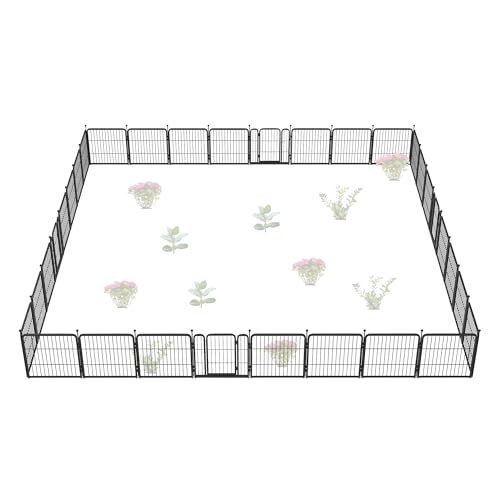 FXW Garden Fence 40in(H) x 36.0ft(L), 16 Panels Decorative Dog Fence Outdoor for The Yard – Heavy Duty Metal Animal Barrier for Dog and Rabbit