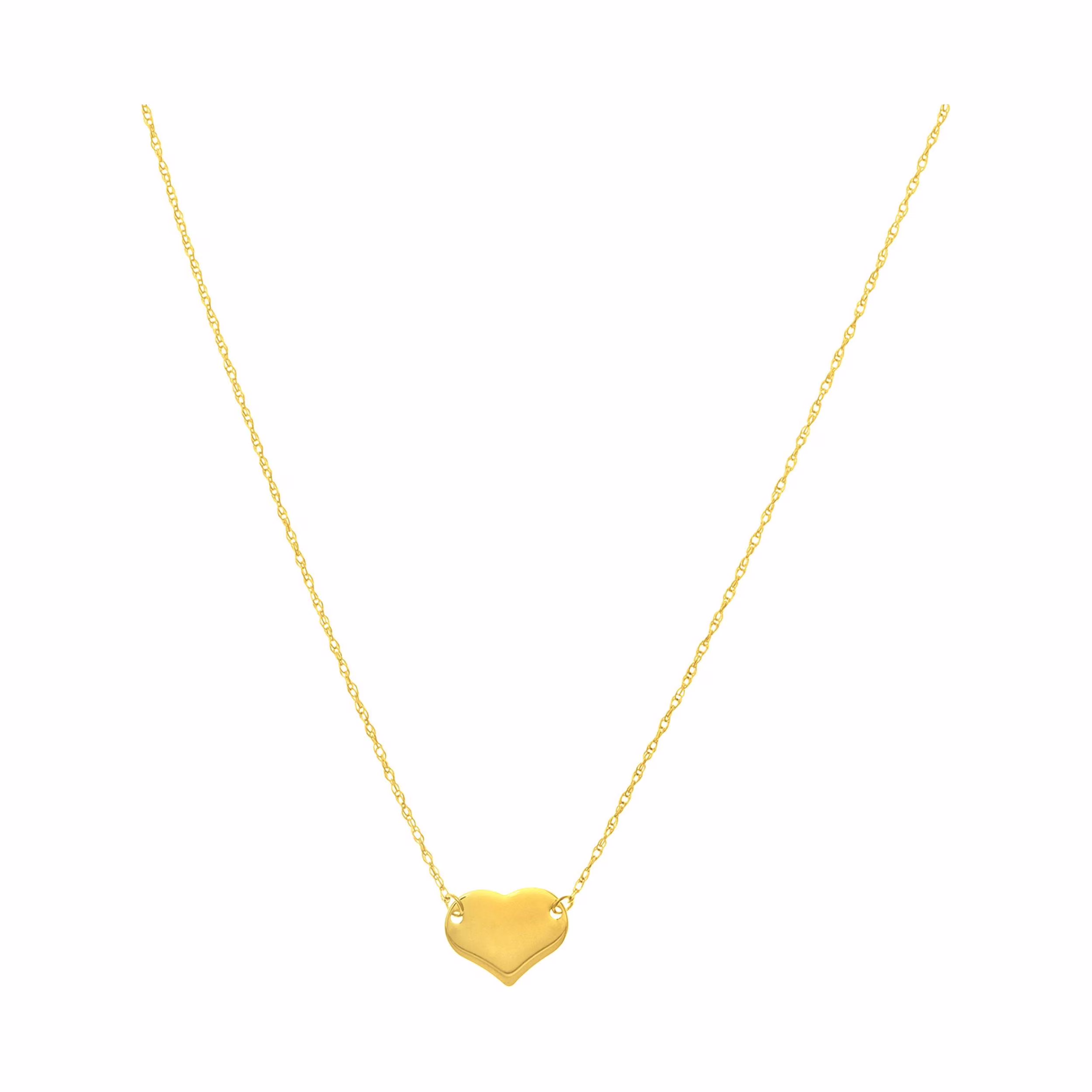 14K Yellow Gold Women's Adj. 16"-18" 0.80mm Rope Chain Necklace with Mini Heart - Women
