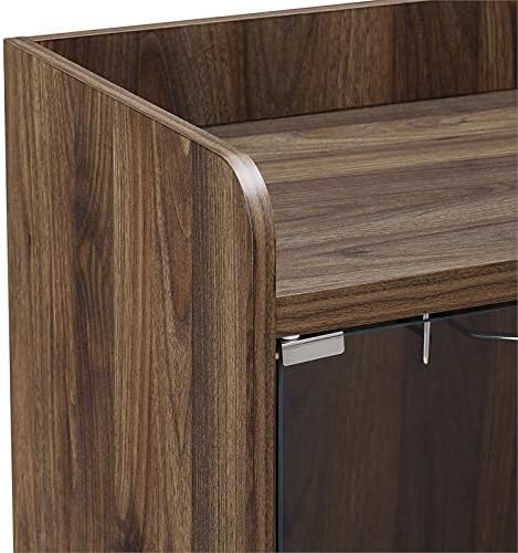 Pemberly Row 30 Glass Door Bar Cabinet in Dark Walnut