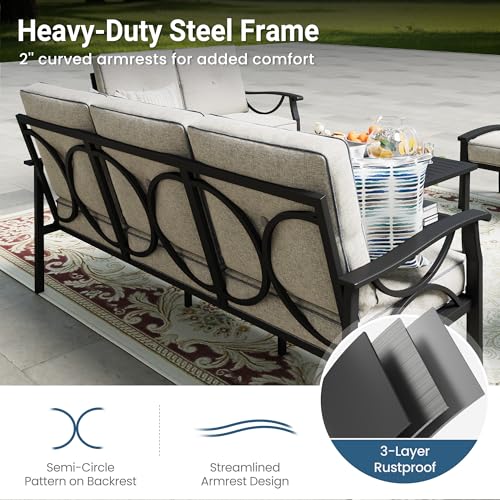 Wisteria Lane 5-Piece Outdoor Patio Furniture Set, Outdoor Metal Sectional Furniture with Cushions
