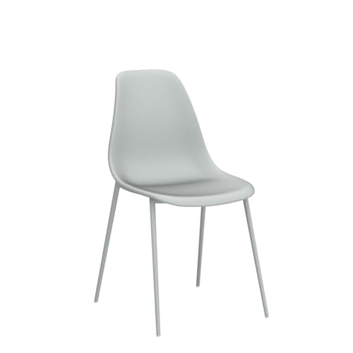 POLY & BARK Isla Modern Kitchen Chairs Set of 4 - Plastic Dining Chair with Metal Legs