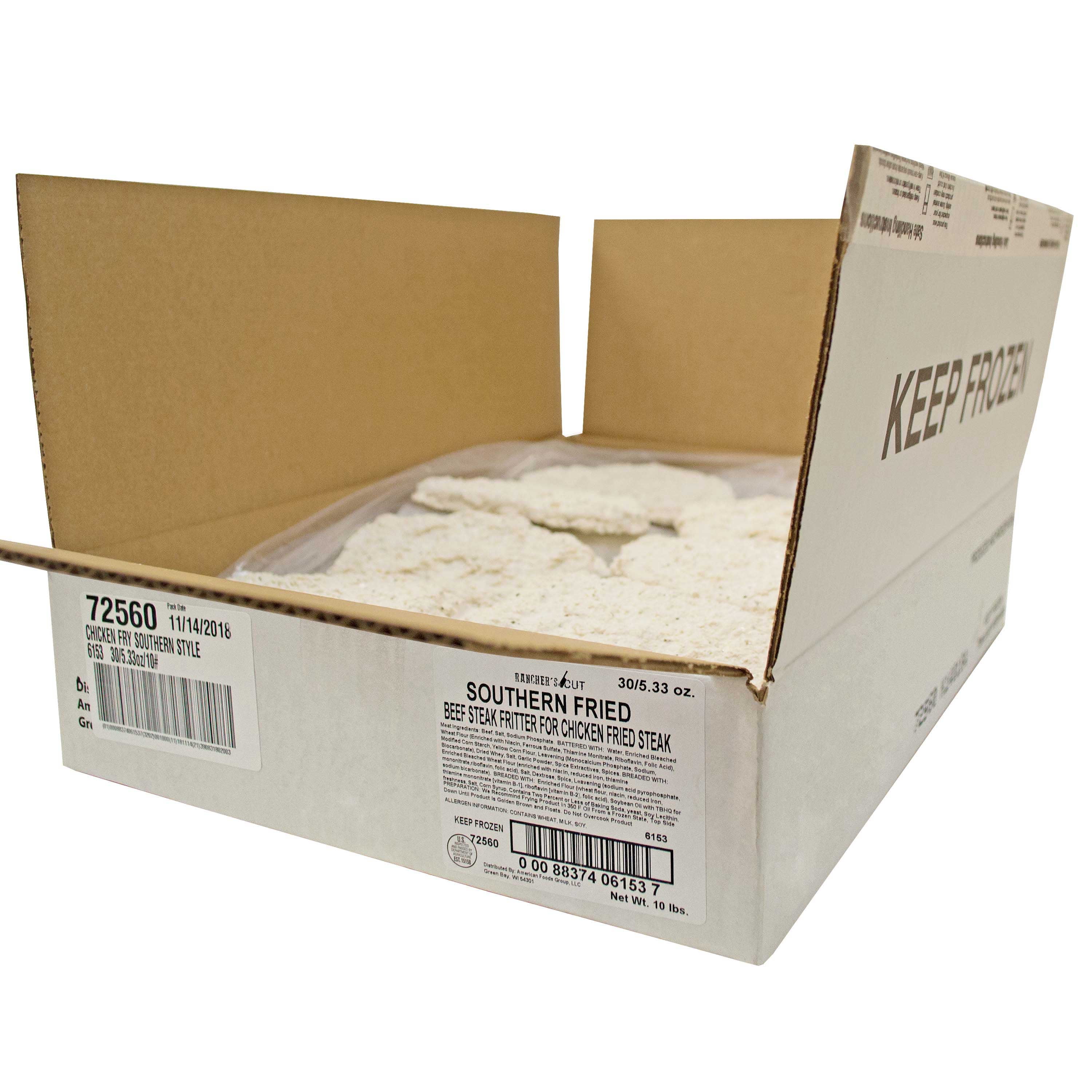Kings Command Foods Raw Chicken Fried Beef Steak - Southern Style, 5.3 Ounce - 30 per case.