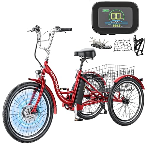 MOONCOOL Electric Tricycle for Adults, 350W 36V Electric Trike Motorized Three Wheel Electric Bicycle