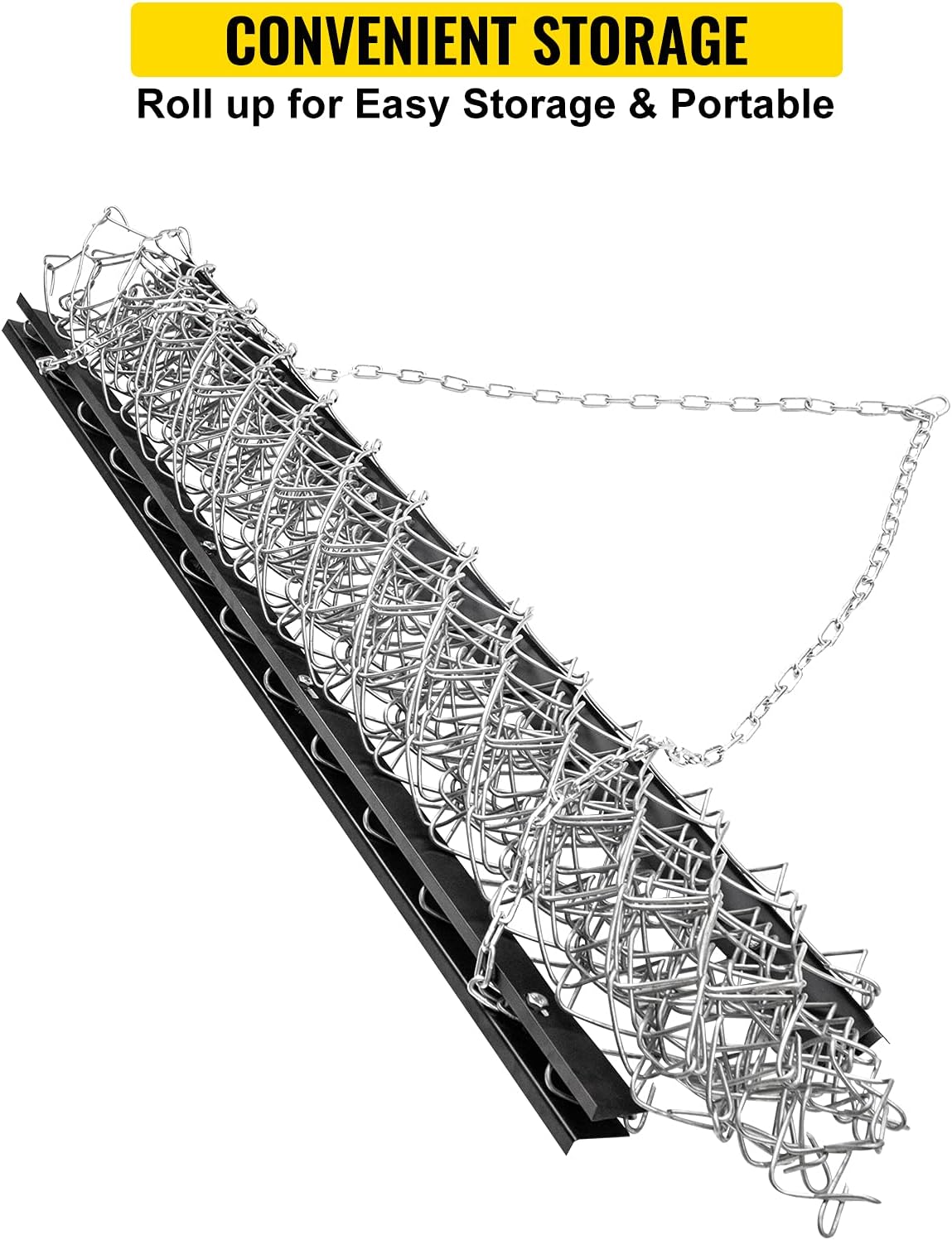 VEVOR Drag Harrow, 4' x 5' ATV Chain Harrow, UTV Tractor Attachments Field Drag Mat for Landscape Leveling or Sod Prepping