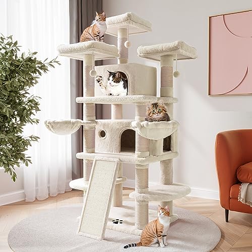 SHA CERLIN 68 Inches Multi-Level Large Cat Tree for Large Kitties/Big Cat Tower with Condo/Cozy Plush &zwnj