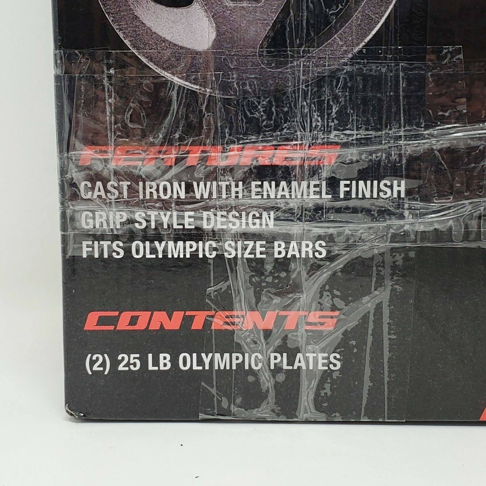 Cap 50lb Olympic Weight Plate Set (2) 25 lb Plates Cast Iron