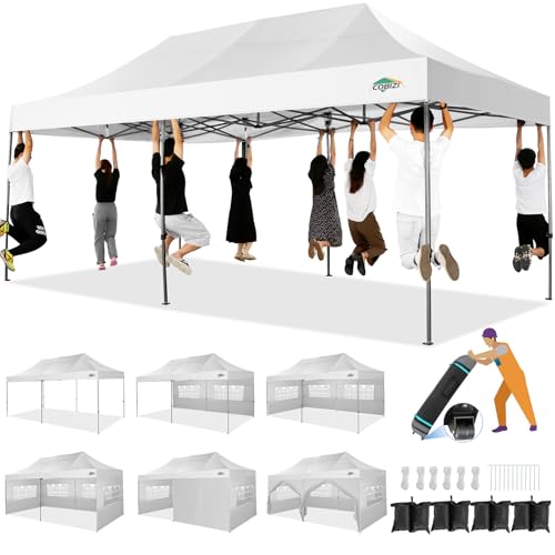 COBIZI 10x20 Heavy Duty Pop up Canopy Tent with 6 sidewalls Easy Up Commercial Outdoor Wedding Party Tents for Parties All Season Wind & Waterproof