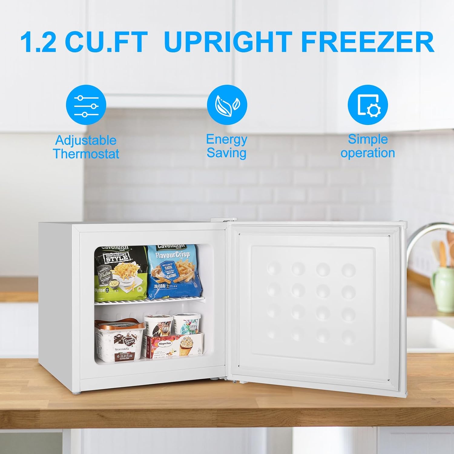 ZAFRO Mini 1.2 Cubic Feet Single Door Removable Shelves,for Home/Apartment/Office Upright freezer, White