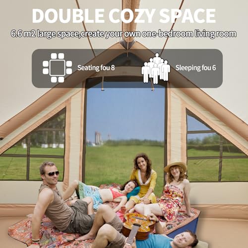 Inflatable Tent with Pump,4-6 Person Instant Glamping Camping Tents House