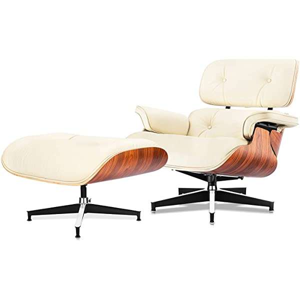 Mid Century Lounge Chair and Ottoman, Modern Chair Classic Design, Top Grain Leather Palisander Wood, Heavy Duty Base Support for Living Room, Study