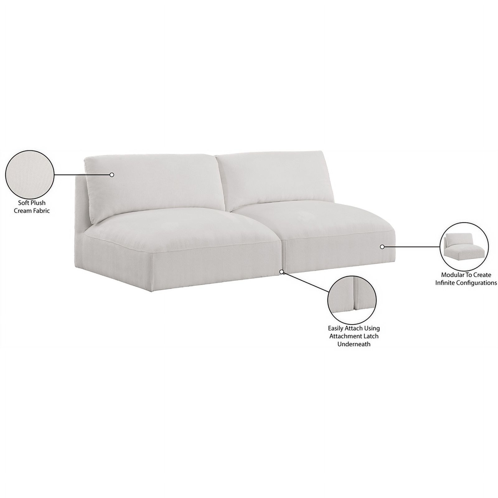 Meridian Furniture Ease Cream Fabric Modular Sofa