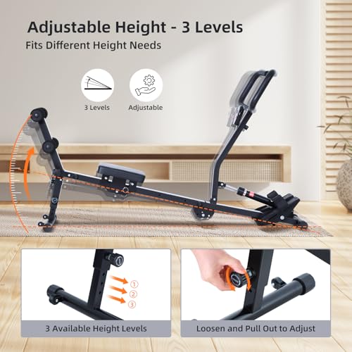 Sportneer Rower Machine for Home Foldable Hydraulic Rowing Machine with 12-Level Resistance