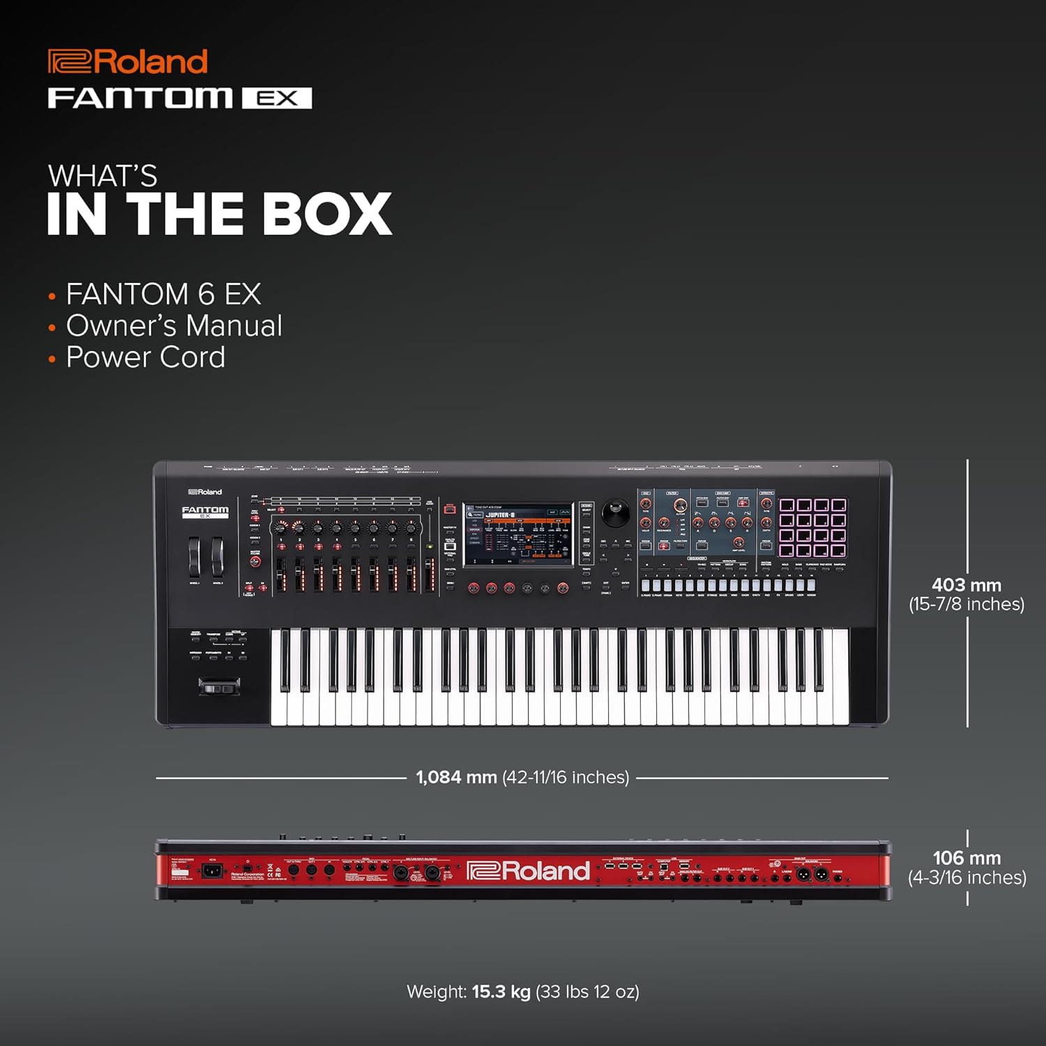 Roland FANTOM 6 EX Synthesizer | Compact FANTOM with 61 Synth-Action Keys | Updated & Enhanced with the Latest Technology | Advanced Sound Engines |