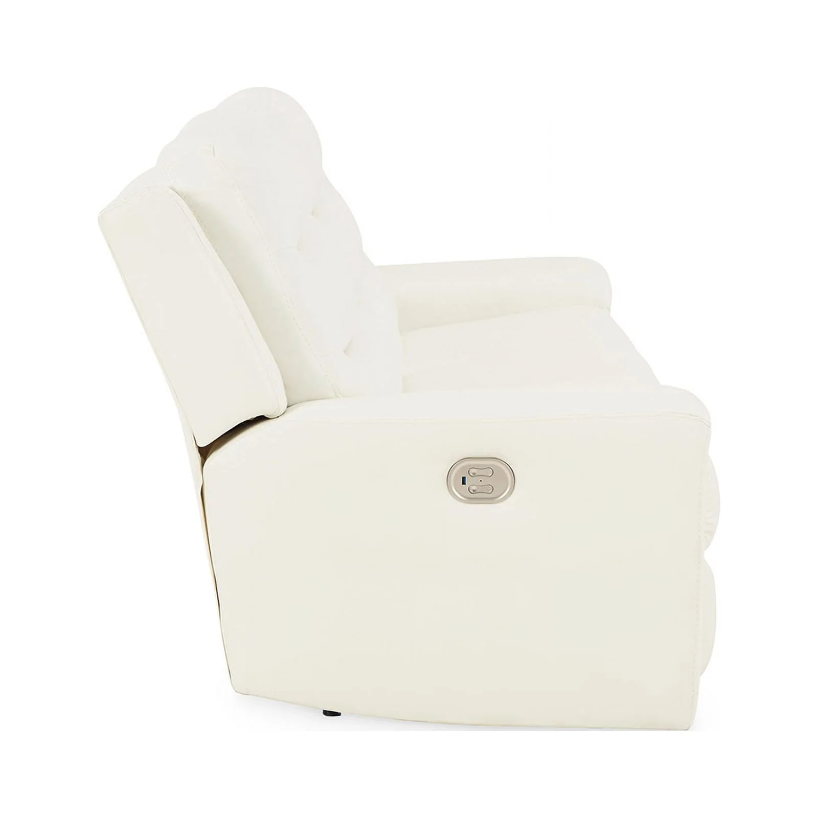 Ashley Furniture Warlin Faux Leather Power Reclining Sofa with Headrest in White