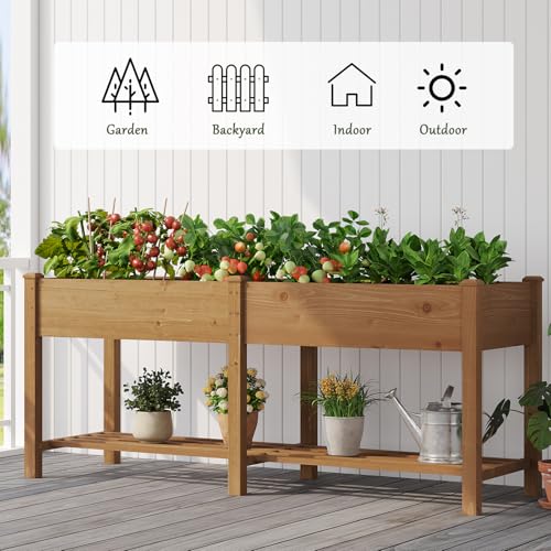 Wooden Raised Garden Bed ，Planter Box with Legs, Wooden Planter -Grow Herbs and Vegetables Outdoors &ndash; Naturally Rot-Resistant