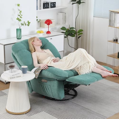 EDWELL Power Recliner Chair with Heated and Massage, Modern Swivel Rocking Recliner Chairs for Adults, Small Recliner Single Lounge Chair with USB
