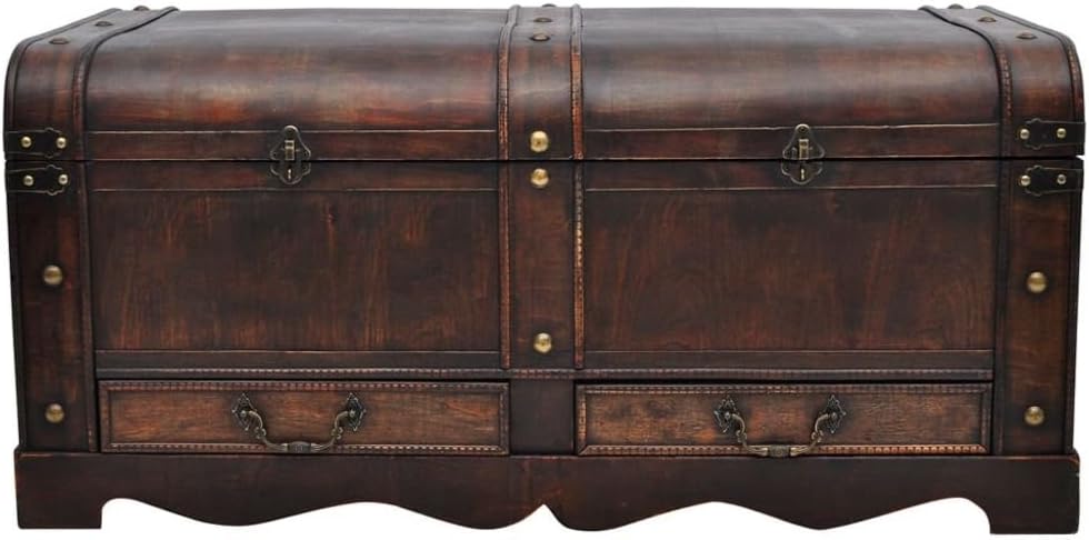 Extaum Vintage Style Storage Box, Trunk Cabinet, Wooden Treasure Chest