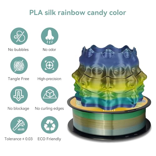 Kingroon Silk PLA Bundle 3D Printer Filament, Dimensional Accuracy +/- 0.03 mm, 10 kg Spool(22lbs)