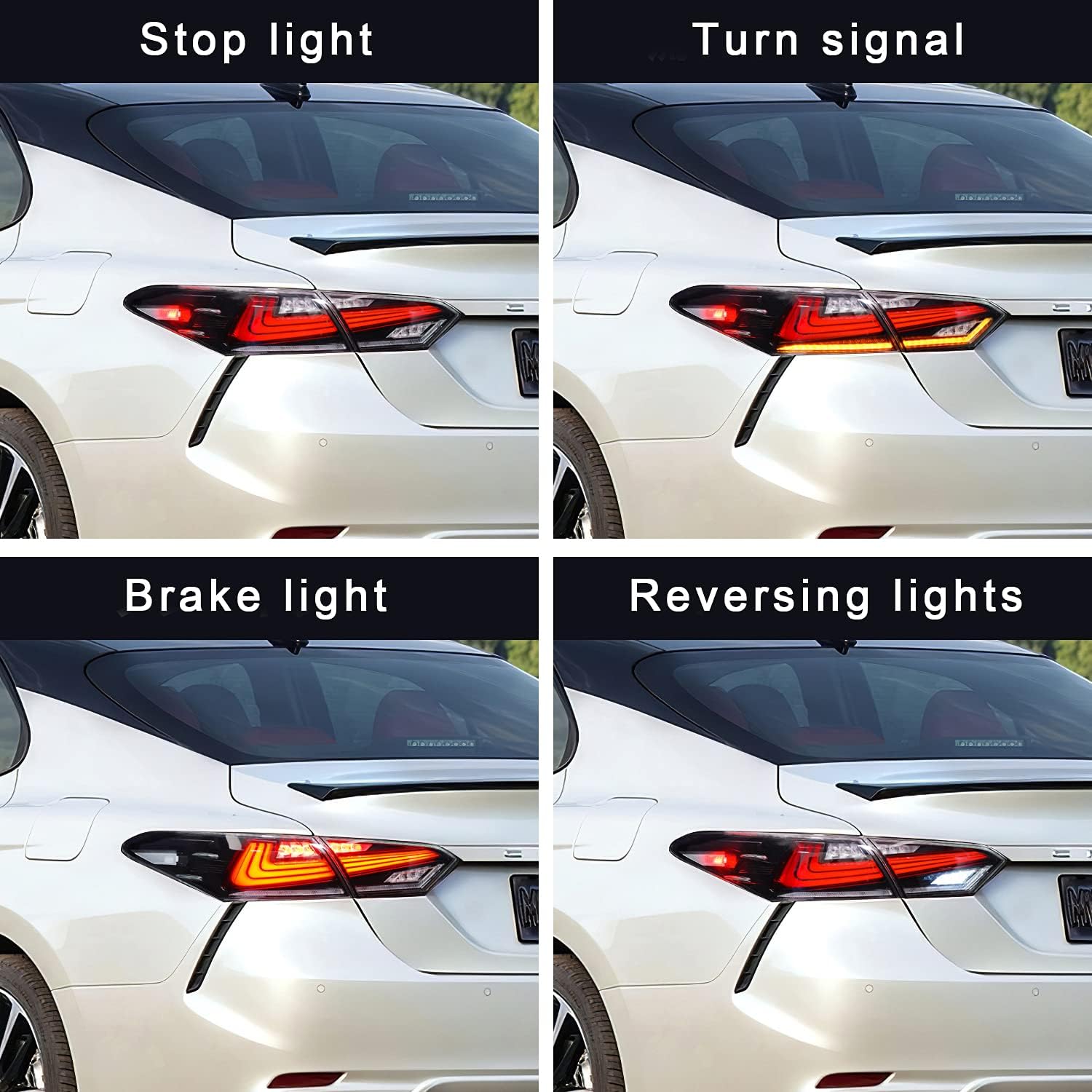 Archaic Tail Lights Assembly Fit for toyota Camry Se/Xse 2018-2021, Full LED Rear Lights w/Sequential Turn Signal Tail Lights, Transparent, Pair