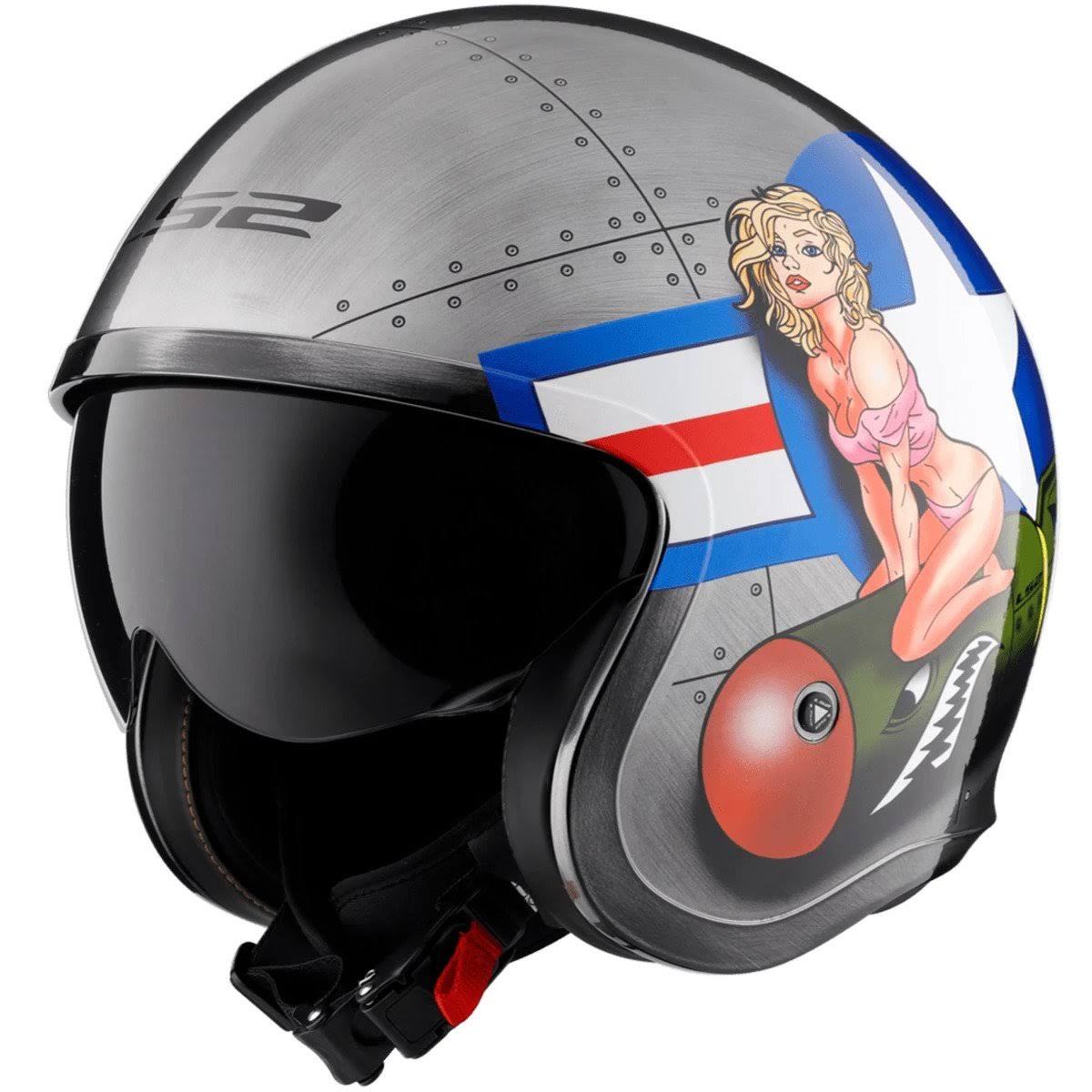 LS2 Spitfire Bomb Rider Adult Cruiser Helmets Brushed Alloy / Large