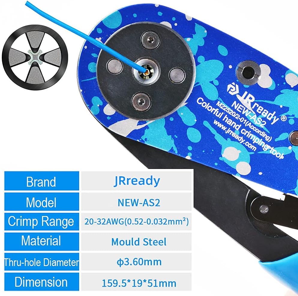 JRready Bundle with 2 Items: NEW AS2 Adjustable Indent Crimp Tools M22520 2 01 Standard Aviation Crimper work with M22520 2 01 series Positioner Kit