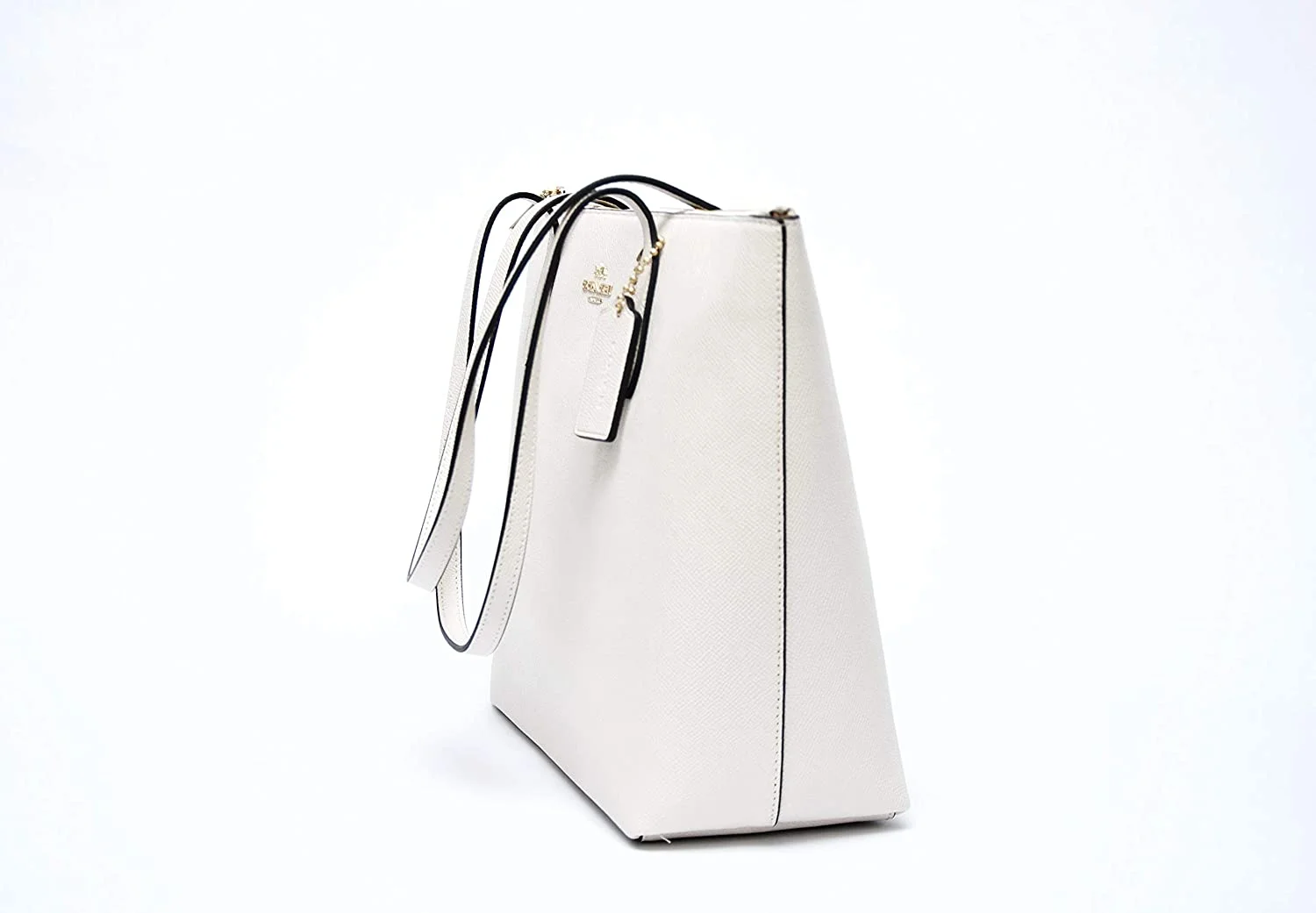 Coach Leather Zip Top Tote Chalk