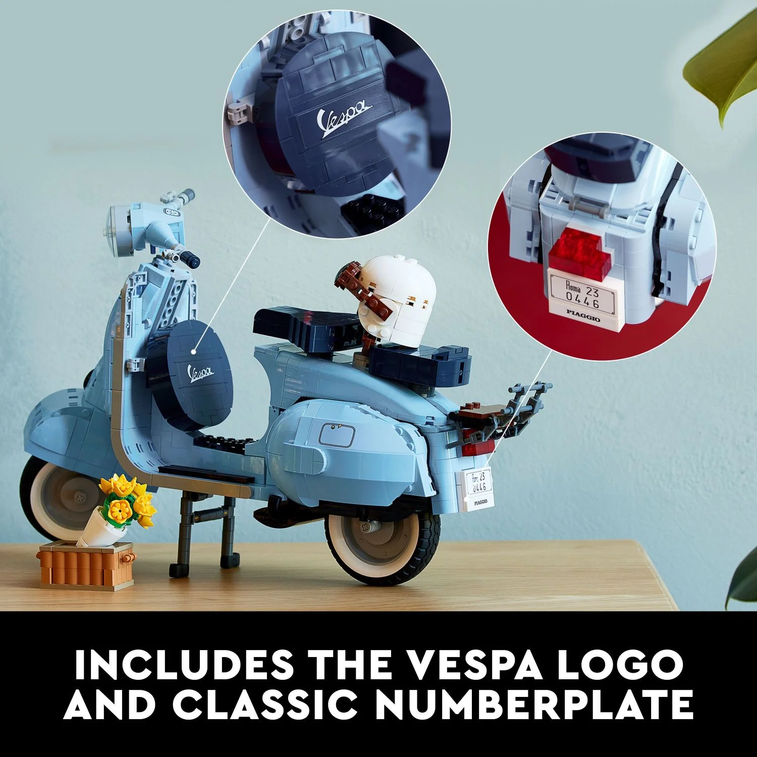 LEGO Icons Vespa 125 Scooter Model Building Kit, Vintage Italian Iconic Model Moped, Build and Display Set for Adults