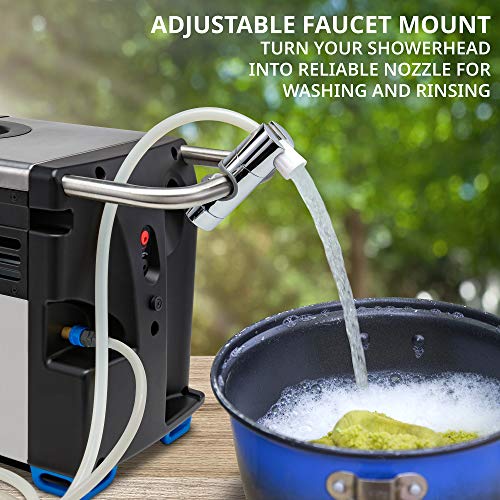 Hike Crew Portable Propane Water Heater & Shower Pump w/Built-in Battery | Compact Outdoor Cleaning & Showering System w/LCD