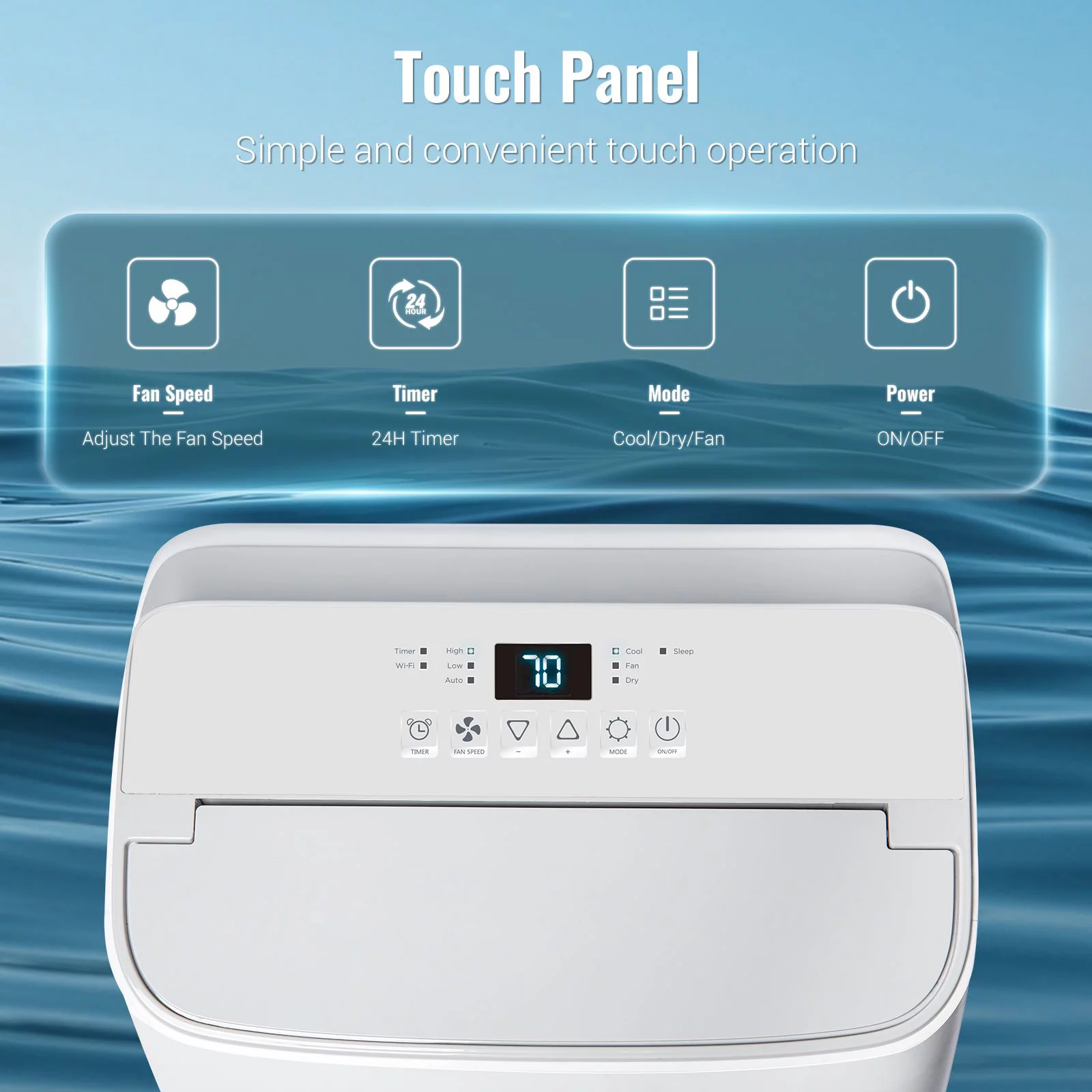 DuraComfort Room Portable Air Conditioners,  8150BTU (12000 BTU Ashrae) Smart WiFi, Built-in Cool, Dehumidifier, Fan, White