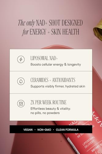 Liquid NAD+ Longevity Shots | Liposomal Nicotinamide Riboside and Resveratrol with Ceramides & Antioxidants | Twice-a-Week | Firm Skin & Brain
