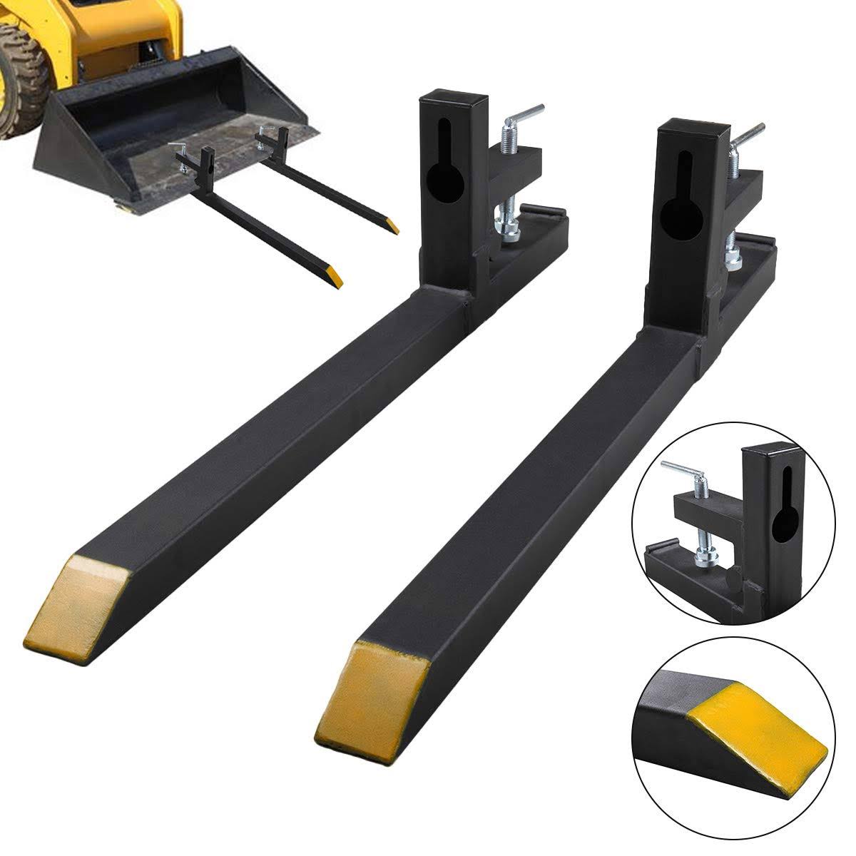 Sandinrayli Clamp on Pallet Forks 2000 lbs Capacity Loader Bucket Tractor Heavy Duty