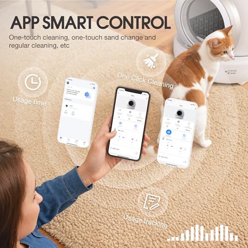 Self Cleaning Cat Litter Box, Extra-Large Capacity Litter Box for Multiple Cats, APP Control/Safe/Low-Noise Fully-automated Litter Box