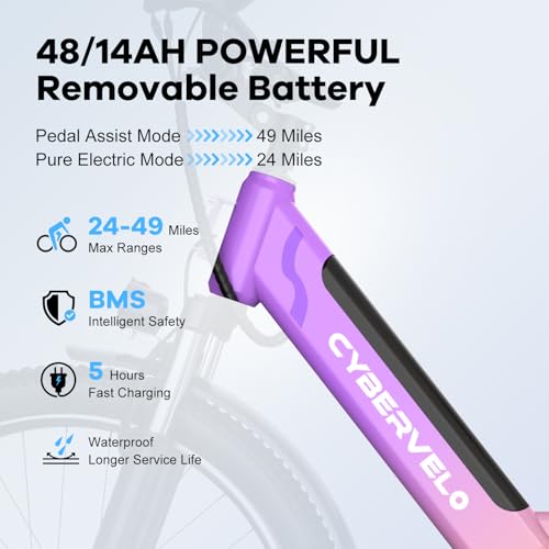 1000 Peak Electric Bike for Adults,up 80 Miles Removable Battery Ebike, 26" Electric E Bike with 7-Speed