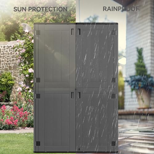 YITAHOME 60 cuft Vertical Outdoor Storage Shed w/o Shelf, Large Waterproof Storage Cabinet for Garden Shed, Tall Outdoor Storage Shed for Garage