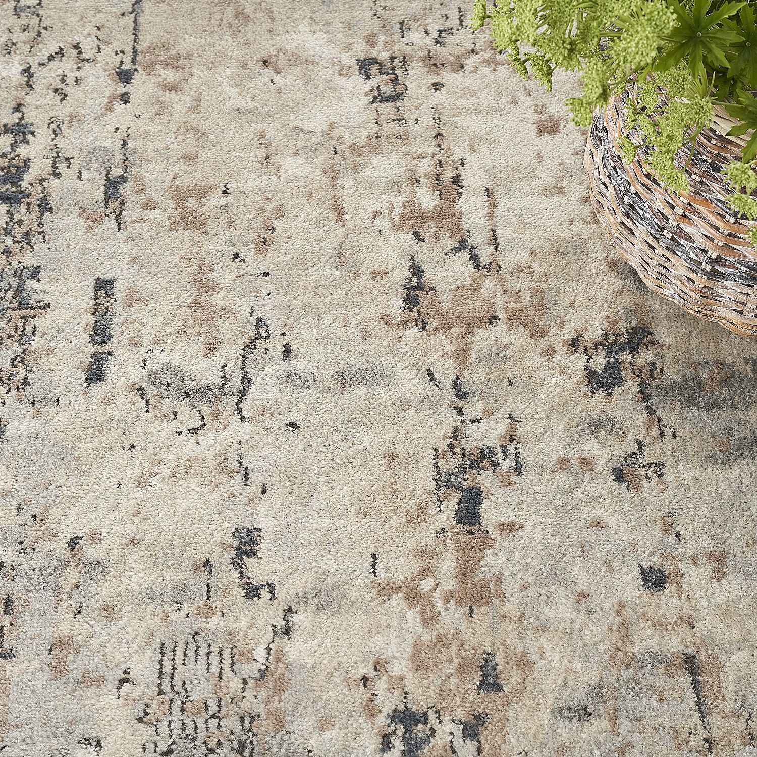 Nourison Concerto Abstract Beige/Grey 7'10" x 9'10" Area Rug, (8x10)