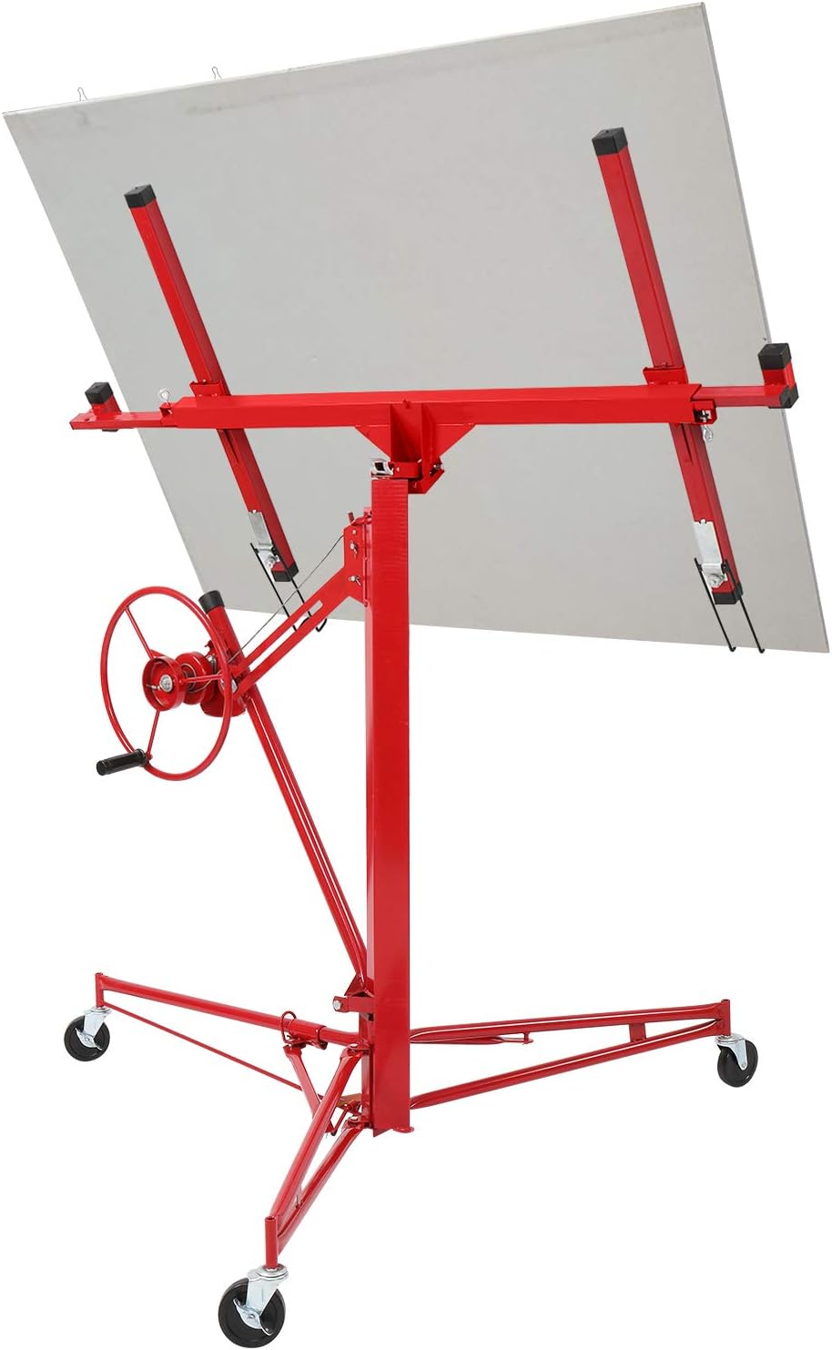 VINGLI 11 FT Drywall Lift Portable Sheetrock Lift Rolling Panel Hoist Jack Lifter Construction Tools with Adjustable Telescopic Arm Lockable Caster