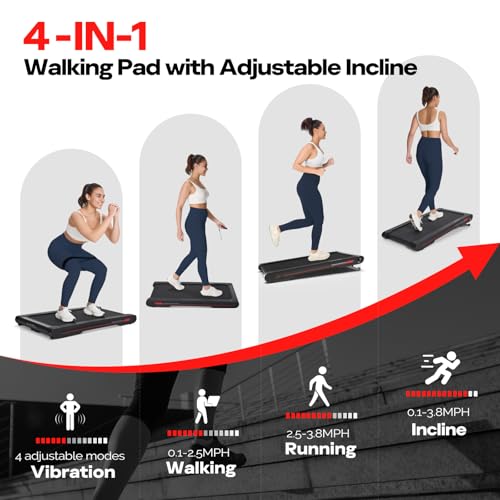 Sperax Walking Vibration Pad with APP, 3 in 1 Under Desk Treadmill, 2.5HP Low Noise Walking Treadmill Pad with Remote Control