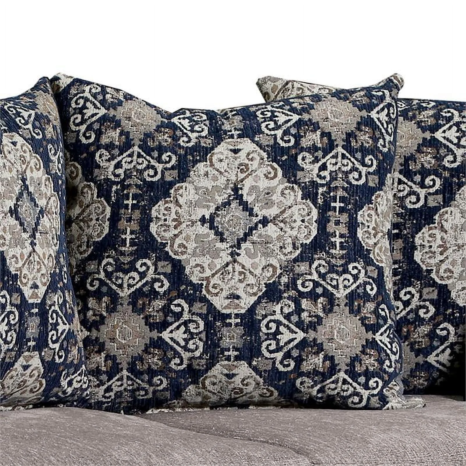 Furniture of America Lantz Traditional Chenille 2-Piece Sofa Set in Gray