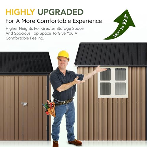 6x4FT Outdoor Steel Storage Shed with Clear Window, Lockable Doors, Weather-Resistant Metal Tool Shed for Garden, Backyard, Patio, and Utility Storage