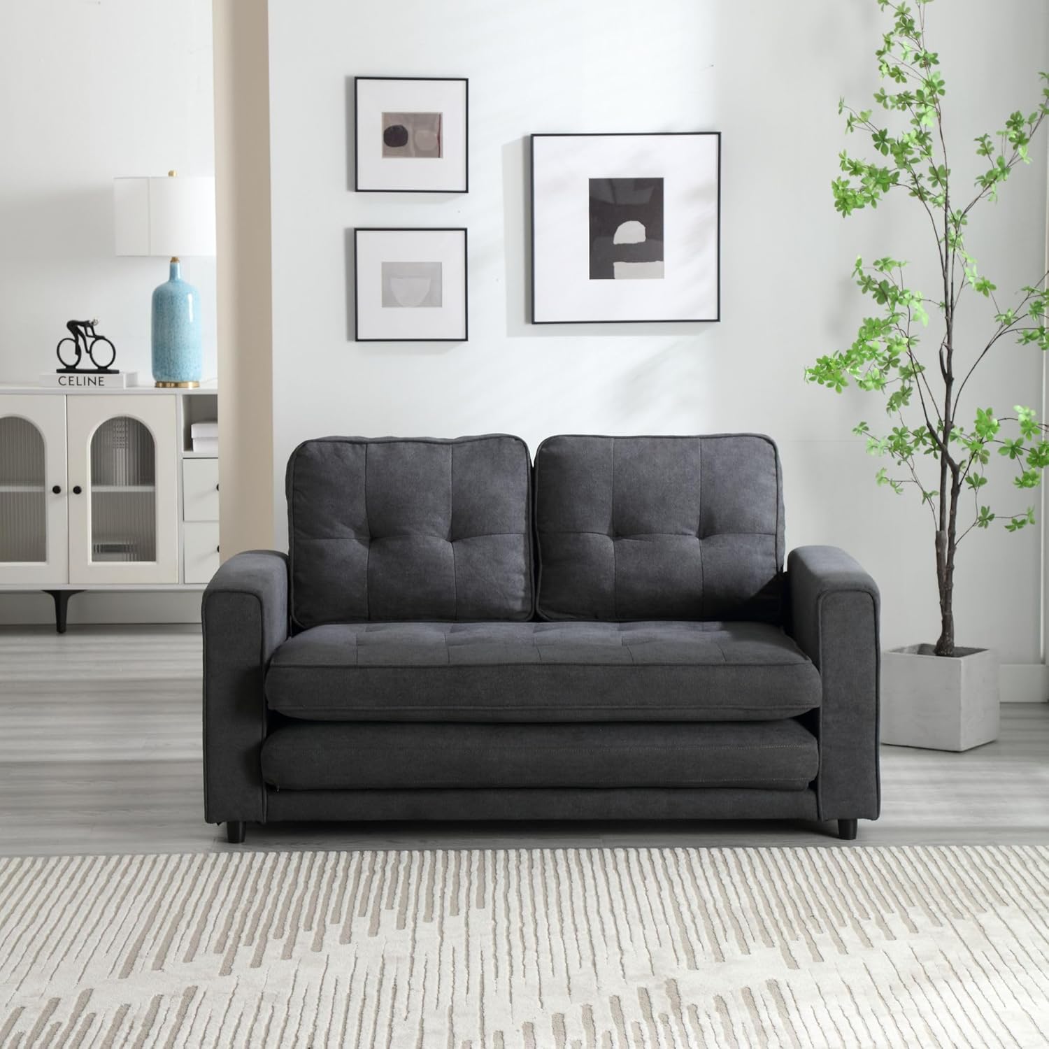 3 Fold Sofa,Convertible Futon Couch sleeper sofabed,Space saving loveseat,Pull Out Couch B