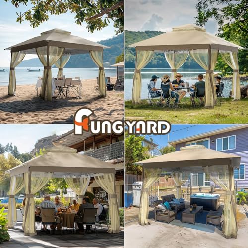 Outdoor Pop Up Gazebo 10x10 - Instant Canopy Tent with Mosquito Nettings