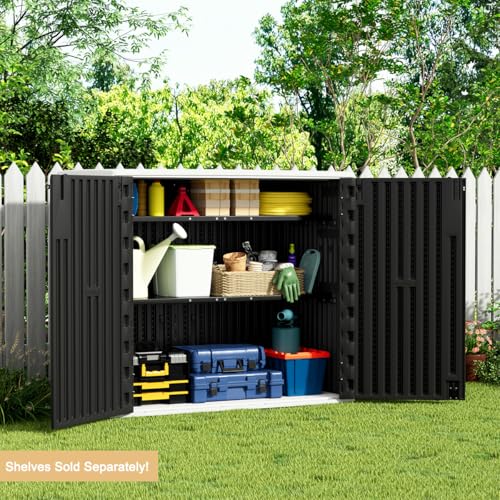 KINYING Outdoor Vertical Storage Shed,57 Cu.ft Outdoor Storage Cabinet Waterproof,Resin Sheds & Outdoor Storage Clearance for Garden,Patio,Backyard