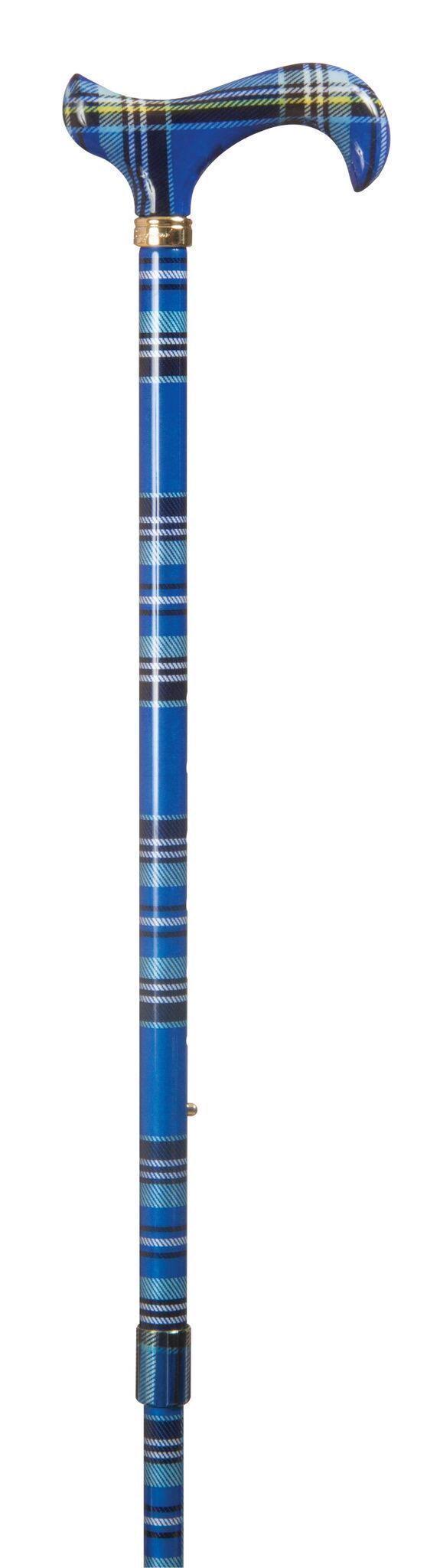 Fashion Derby Cane in Blue Tartan