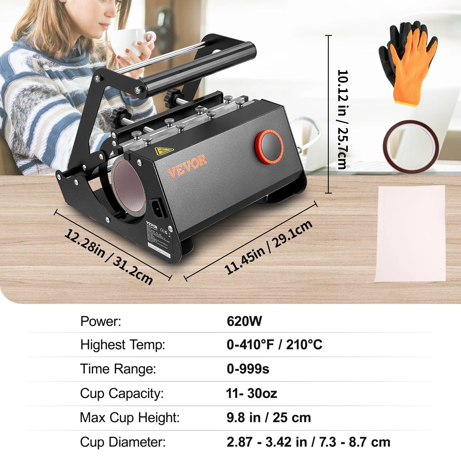 VEVOR Tumbler Heat Press, 30oz Mug Heat Press Machine Sublimation Transfer 11-15oz 16-25oz 30oz Straight Skinny Tumblers
