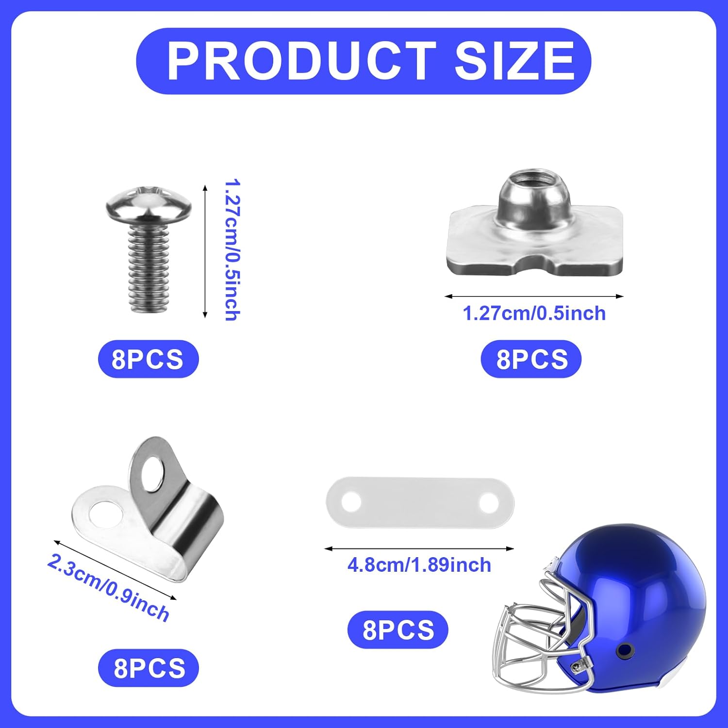 Football Helmet Repair Kit, Including Stainless Steel R-Shape Soccer Visor Clips, Nuts, Screws, Rubber Gasket, Baseball, Softball, Hockey