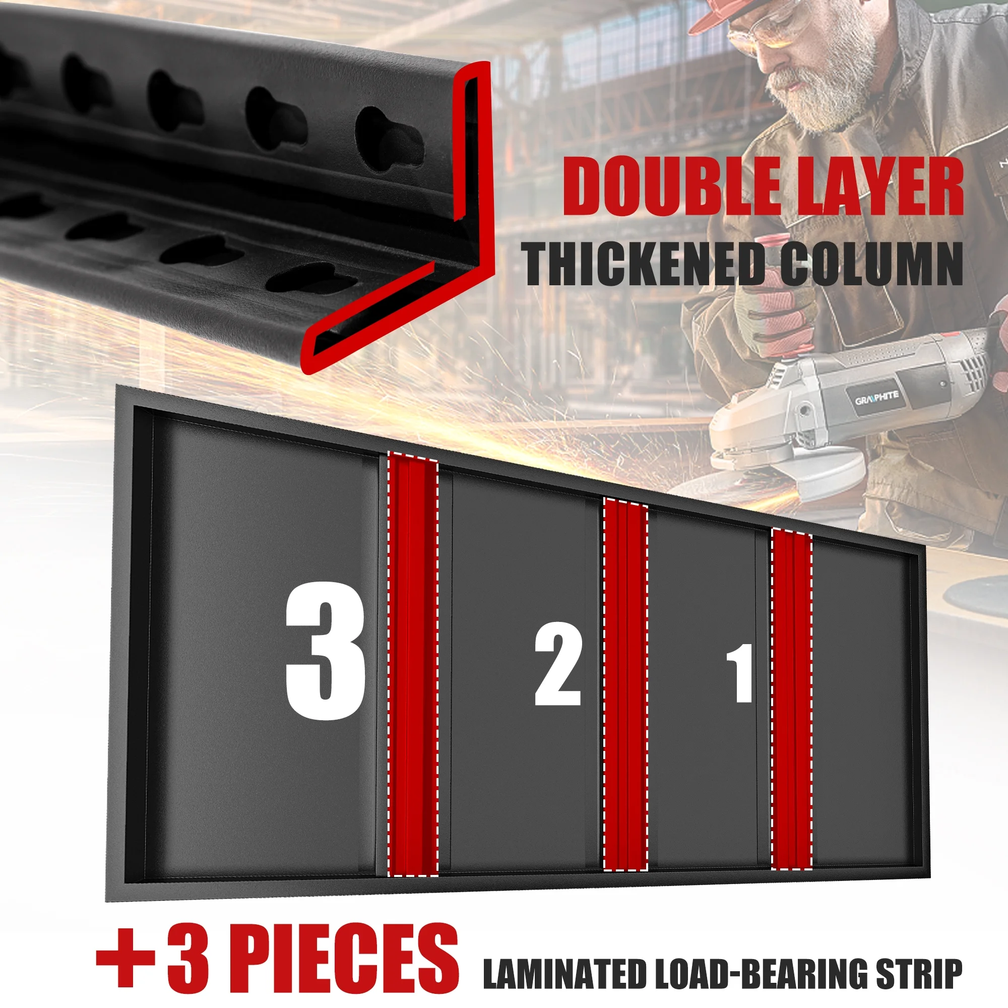 72"H 5-Shelf Garage Shelving Heavy Duty Storage Shelves for Garage Storage 2000Lbs Standing Metal Shelf Rack Adjustable Industial Shelving Unit for