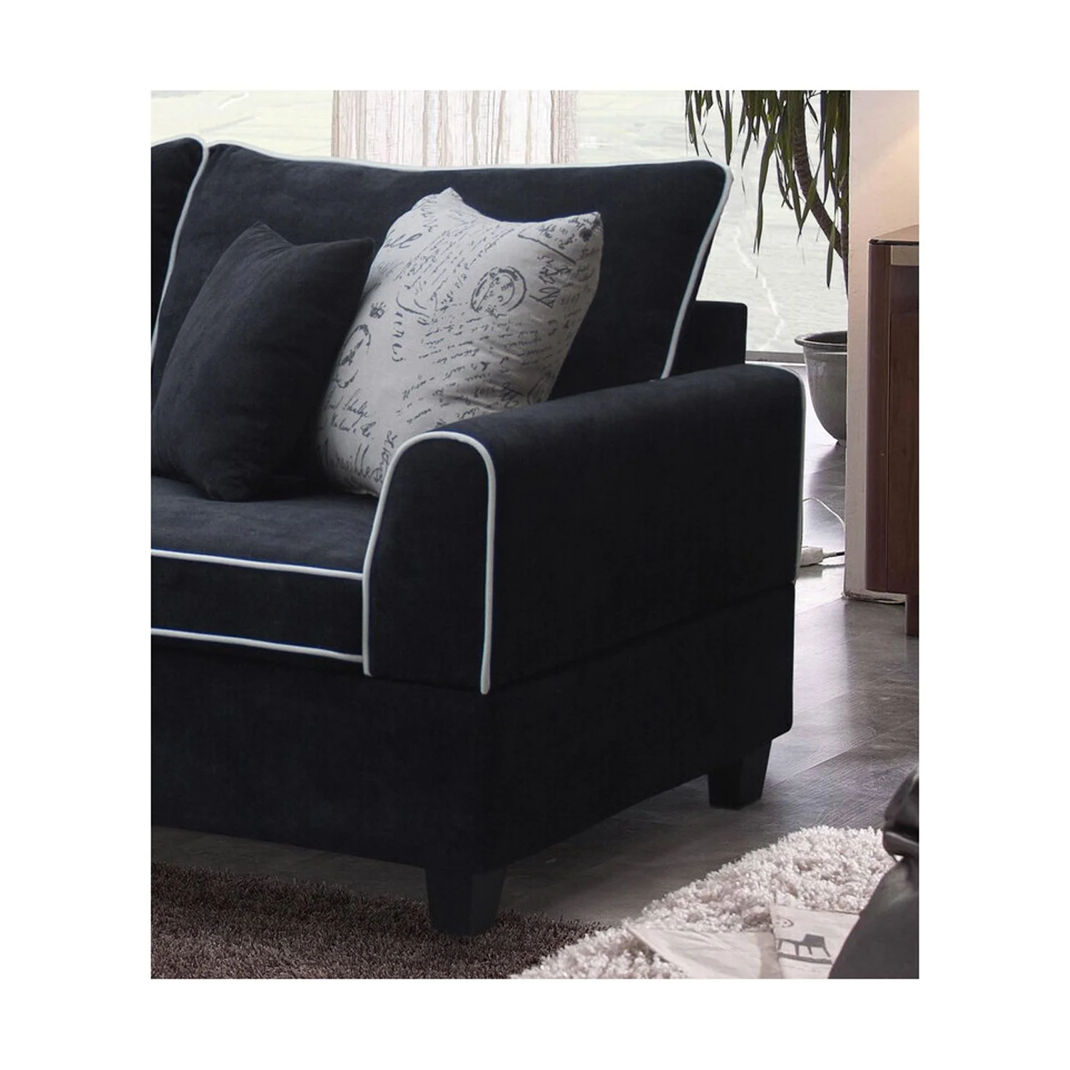 Blissful Nights Country Cottage Fabric Sectional Sofa With Left-Facing Chaise And Storage Ottoman