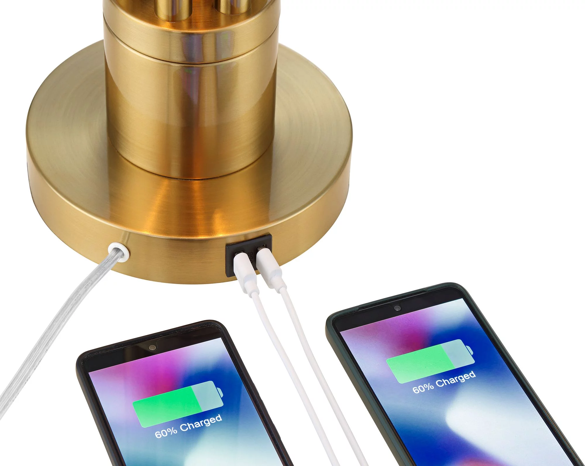 Possini Euro Design Granview 23" High Mid Century Modern Accent Table Lamp Dual USB Ports Brass Metal Glass Dome Shade Charging