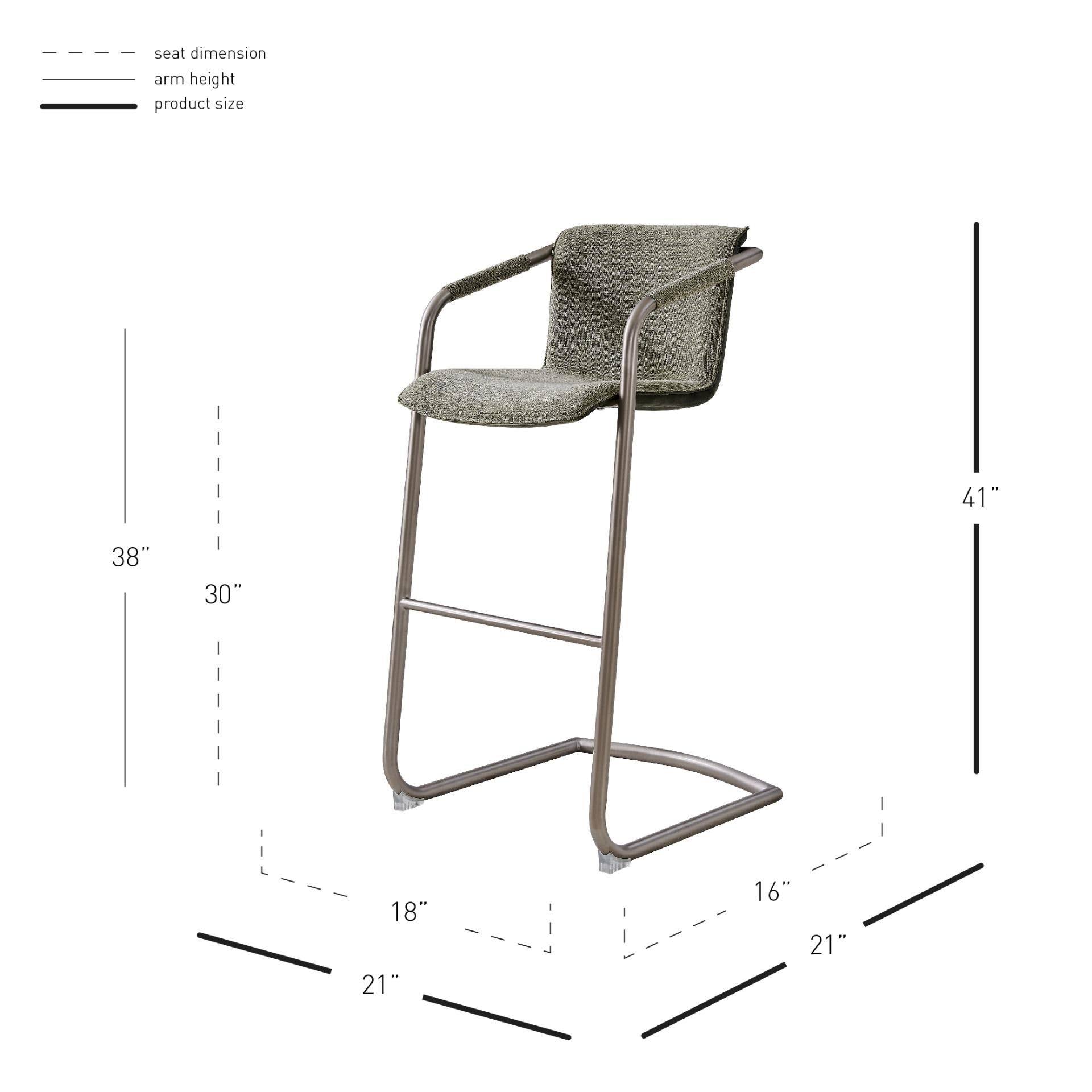 New Pacific Direct Indy Fabric Bar Stool - Sage Green/Velvet Green