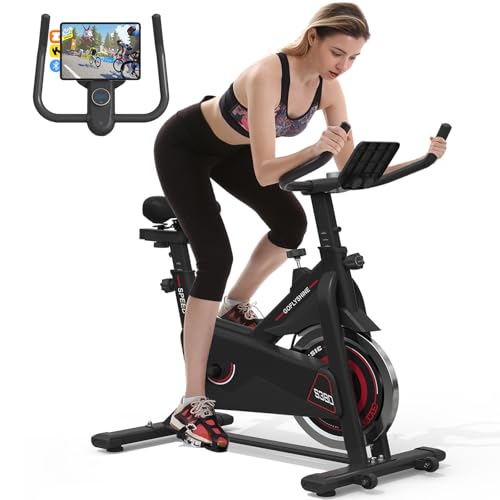 Exercise Bikes Stationary,Exercise Bike for Home Indoor Cycling Bike for Home Cardio Gym,Workout Bike with Ipad Mount & LCD Monitor,Silent Belt Drive